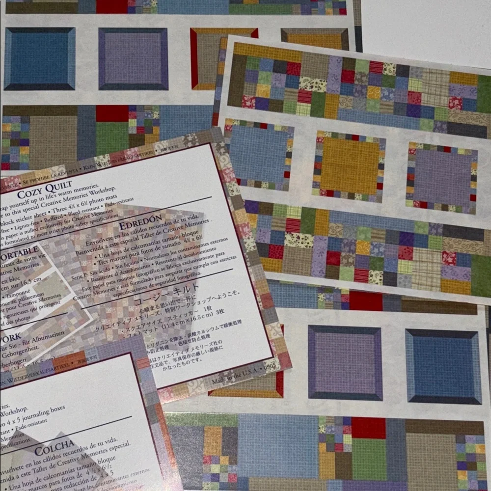 Creative Memories Colorful Quilt Pattern Paper Kits Y2K stickers